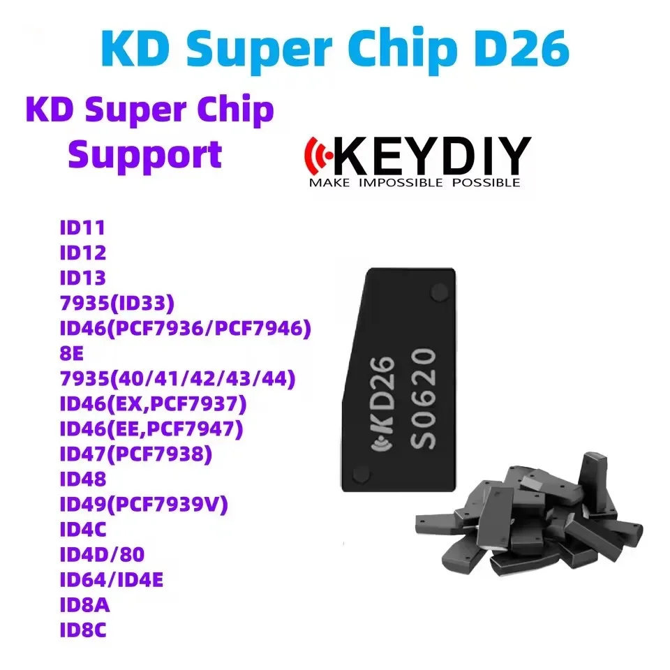 5/10PCS KEYDIY KD Super Chip D26 Support 7935(ID33) ID46 ID8E ID8A ID8C Support 96 Bit 48 Clone Support Work