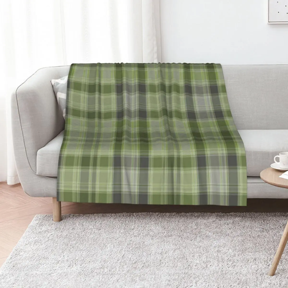 

Gray and green tartan plaid. Throw Blanket Luxury Designer Hairy Softest funny gift Blankets