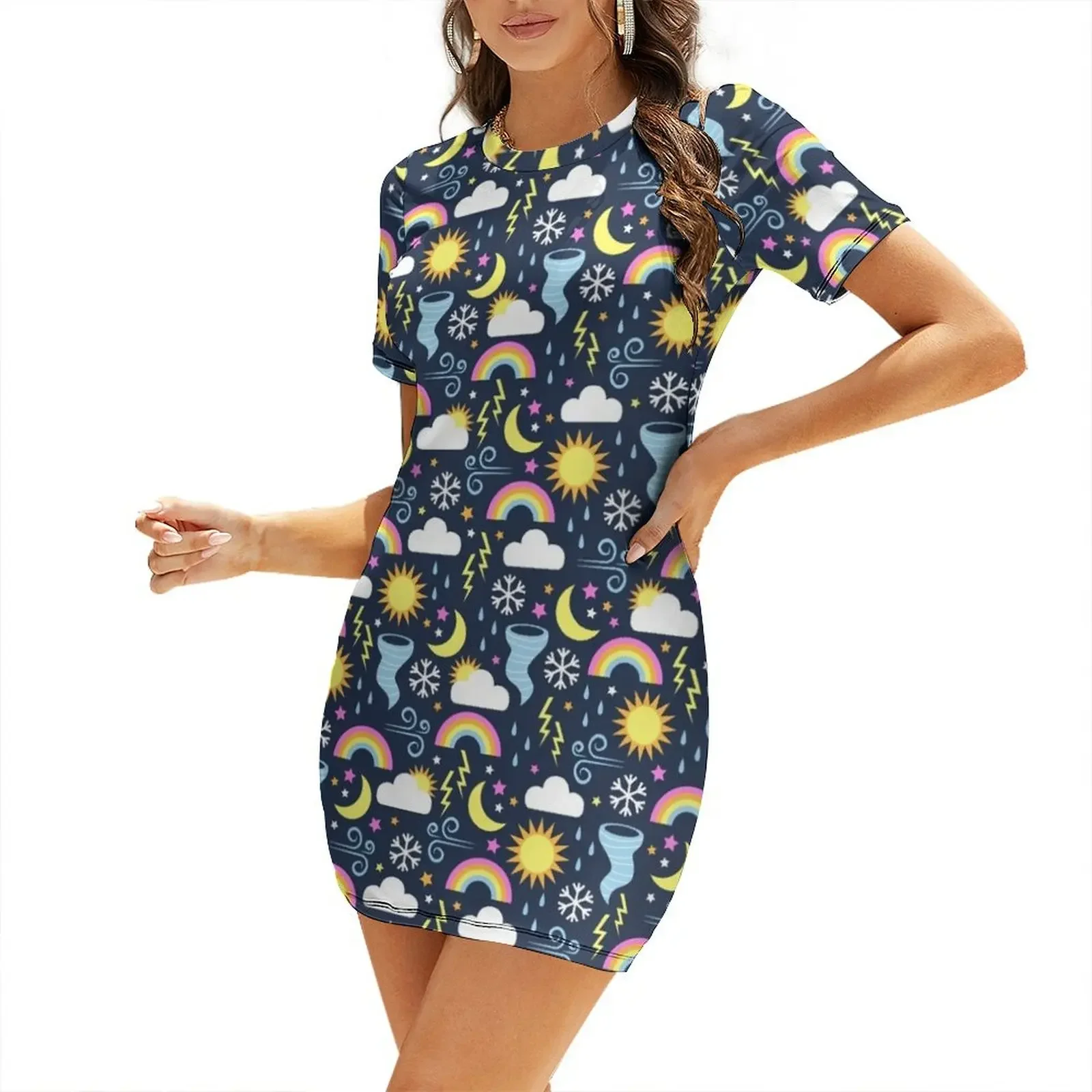 

Weather Forecast Short-Sleeved Dress Woman dresses Dress woman birthday dresses for women Dress