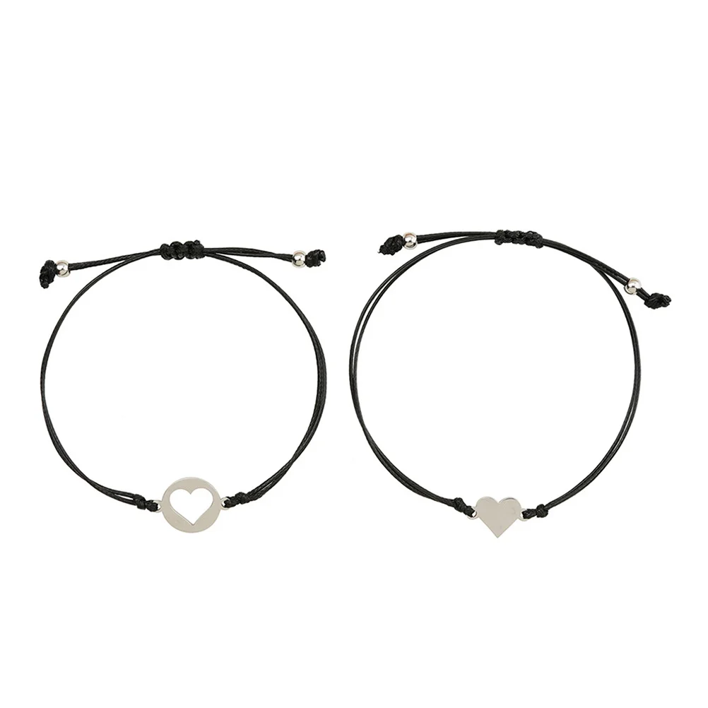 مجموعة واحدة من أساور متطابقة للأم والبنت قابلة للتعديل من الفولاذ المقاوم للصدأ على شكل قلب للعودة إلى المدرسة مجوهرات هدية للفتيات في اليوم الأول