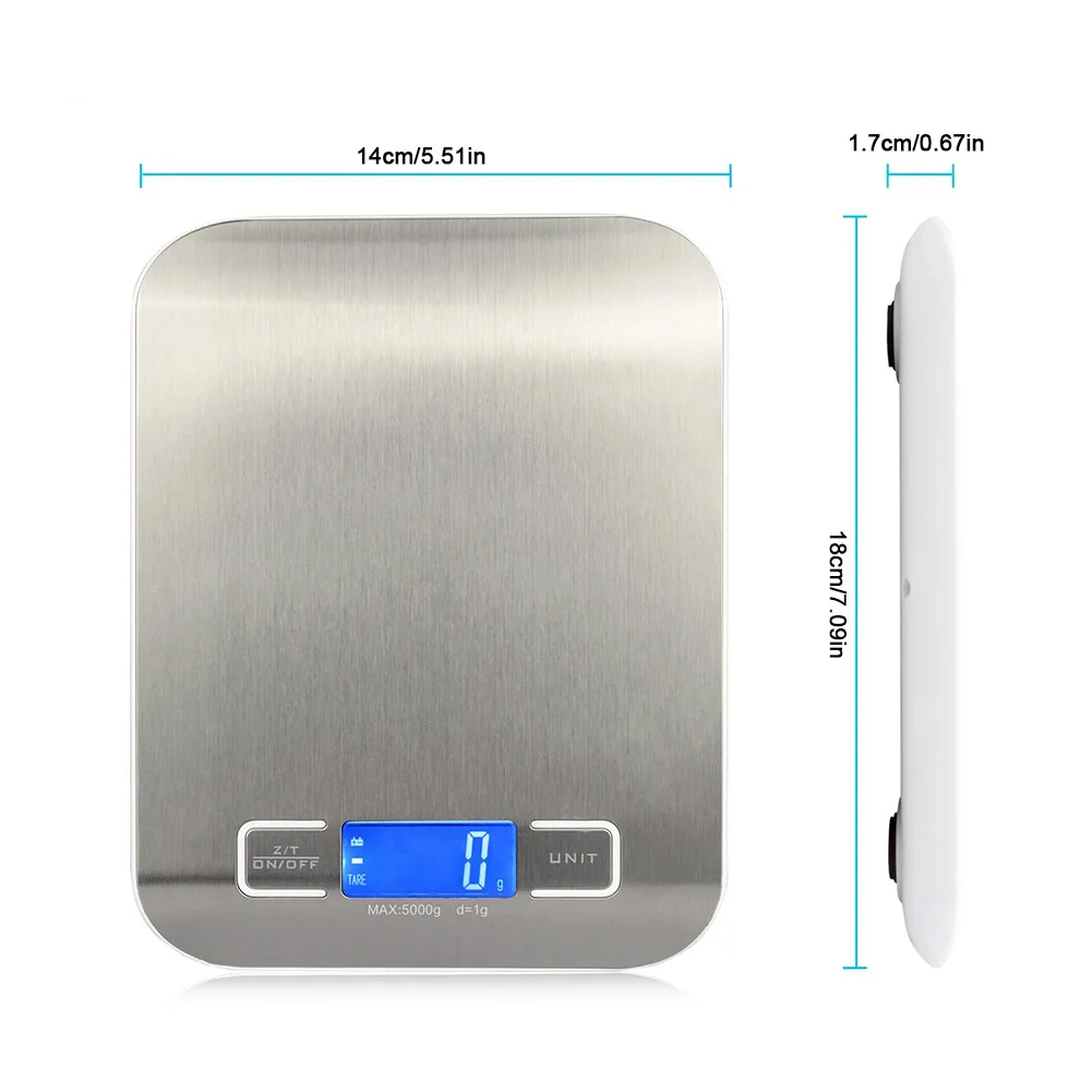 5Kg Kitchen Digital Scale สแตนเลส Mini Precision เครื่องชั่งน้ําหนัก 0.1g เครื่องชั่งน้ําหนักแบบพกพาทําอาหารเบเกอรี่เครื่องมือวัด