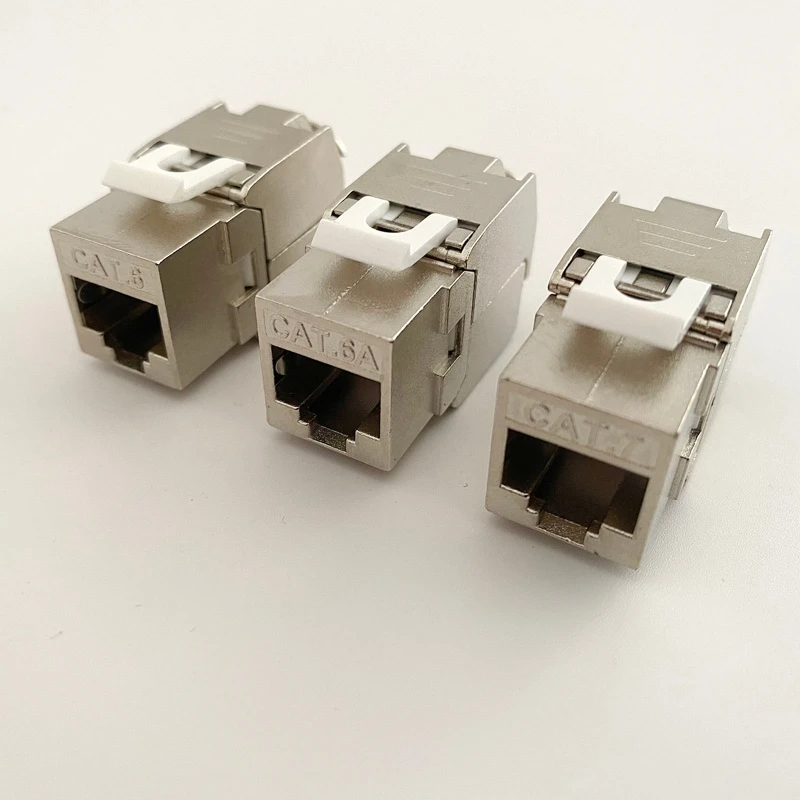 RJ45 CAT6 Tool-Less STP Shielded Keystone Jack Module,Self-Locking Cat7 CAT6A CAT6 Zinc Alloy Network Coupler Adapter