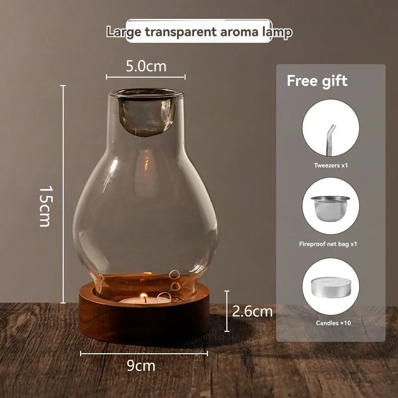 ABRU-Vintage Style Aromatherapy Lamp Set-Large Size In Heat-Resistant Glass, Transparent Version Included
