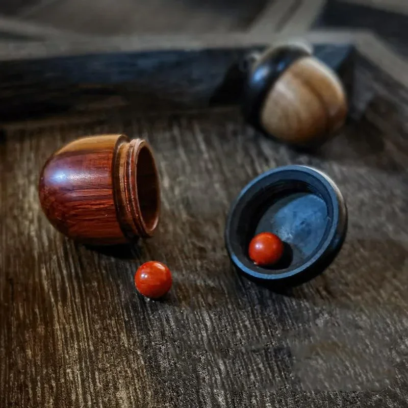 3pcs Oak Fruit and Acorn Color Holder Matching Wooden Pendant Nut Accessories Rescue Container