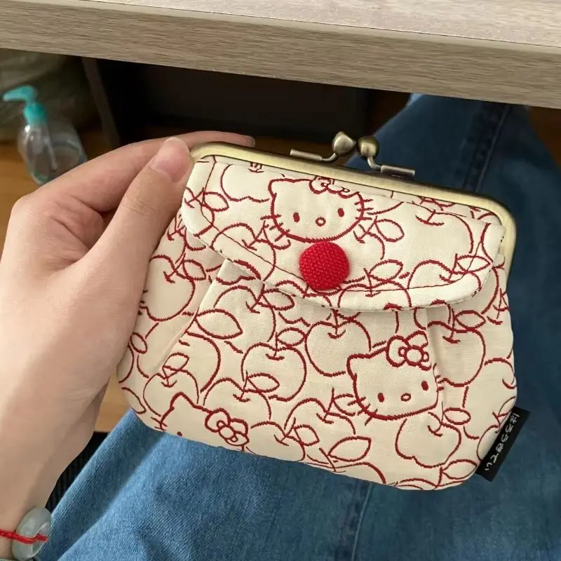 

Новая японская сумка Sanrio Hello Kitty Gold Mouth Bag Zero Wallet Card Bag Id 2-in-1 Girl Разное хранилище для макияжа Сумка для макияжа W