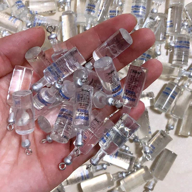 100pcs Bulk Wholesale Transparent Water Drink Bottle Resin Charms Cute Beer Bottles Pendant For Earring Bar Party Jewelry Making image 2