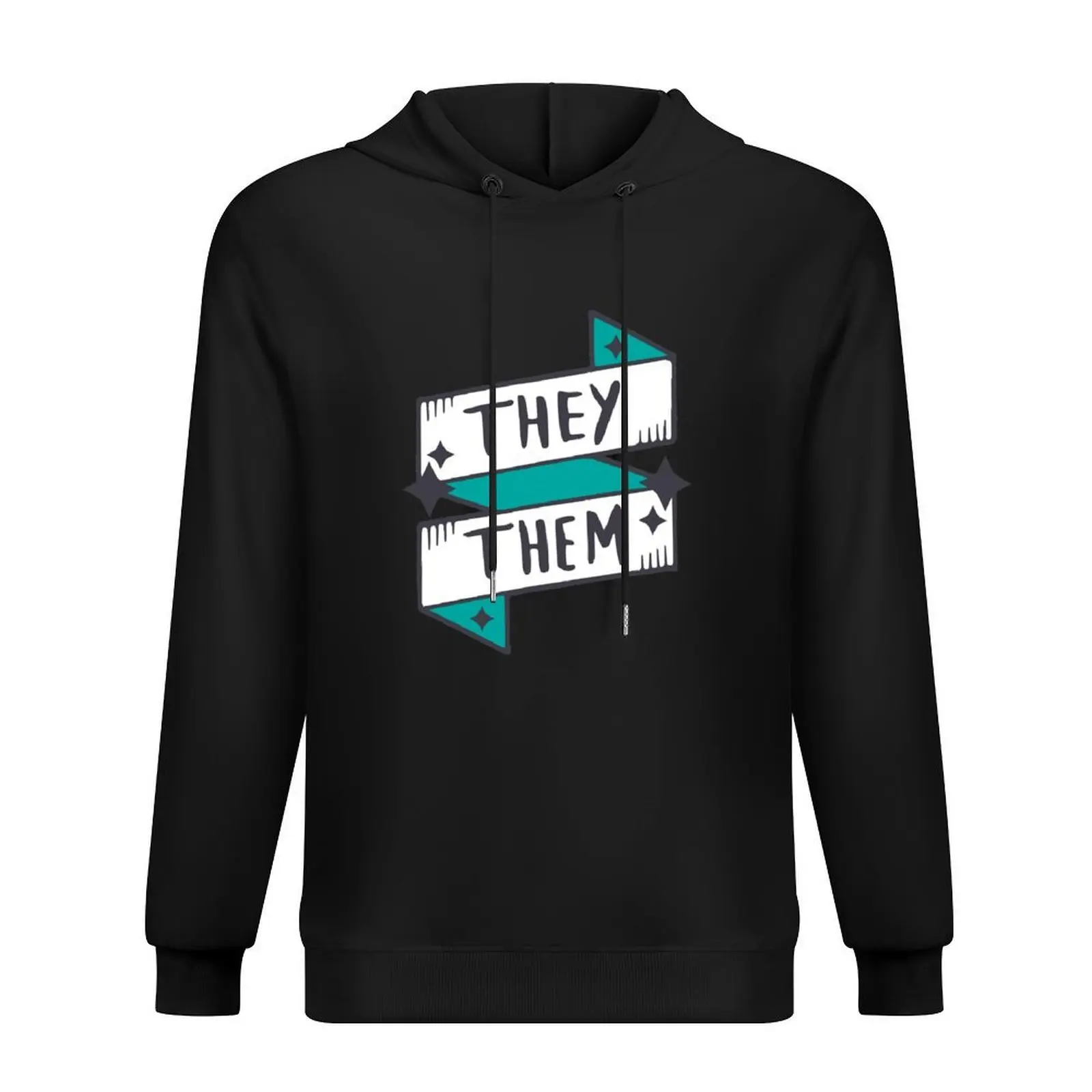 

They / Them (Non-binary) Blue / Turquoise in Cyan Hoodie men's sweat-shirt anime clothing men clothing graphic hoodies