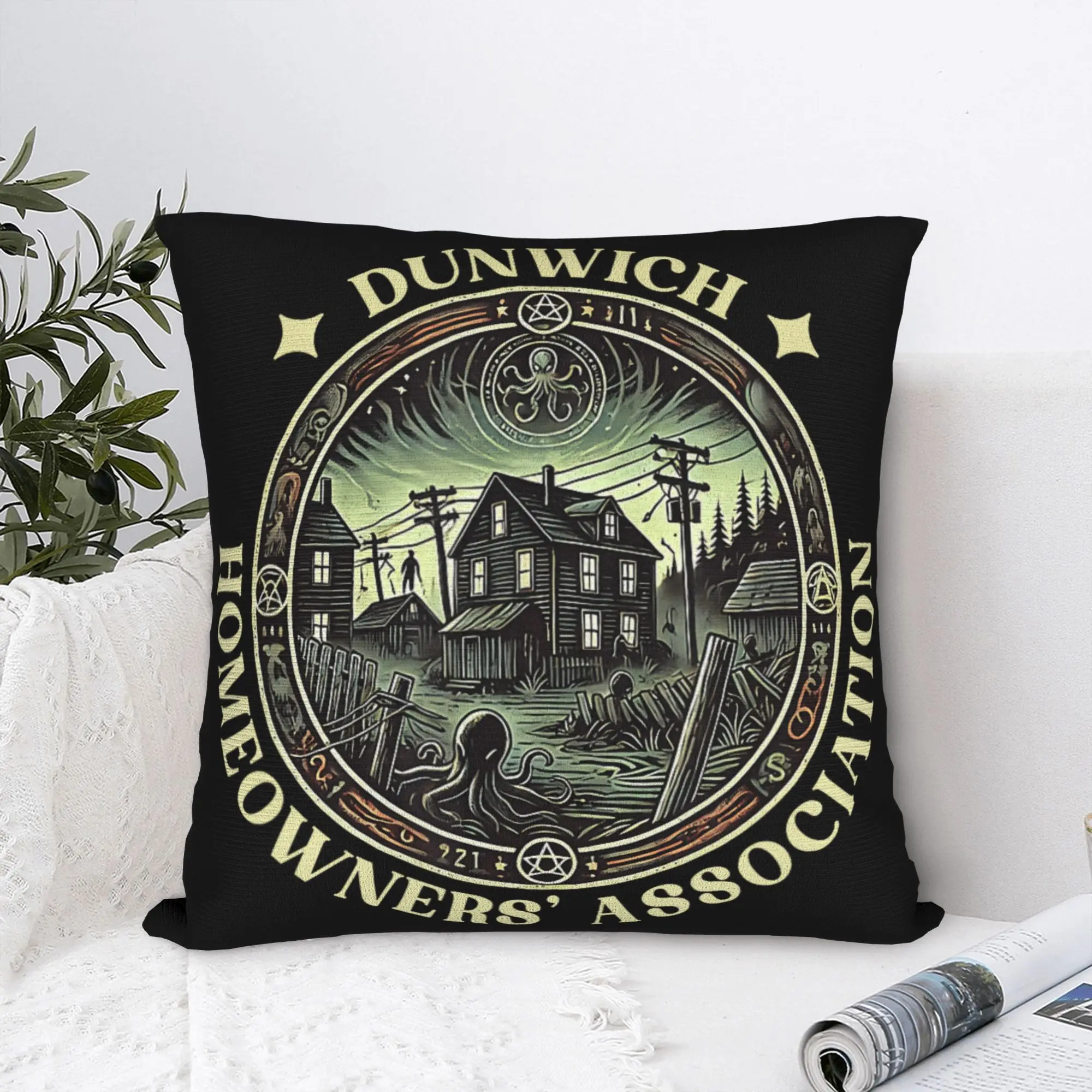 Dunwich Horror Miskatonic Lovecraft Cthulhu Pillowcase Soft Polyester Cushion Cover Necronomicon Throw Pillow Case Cover  Square