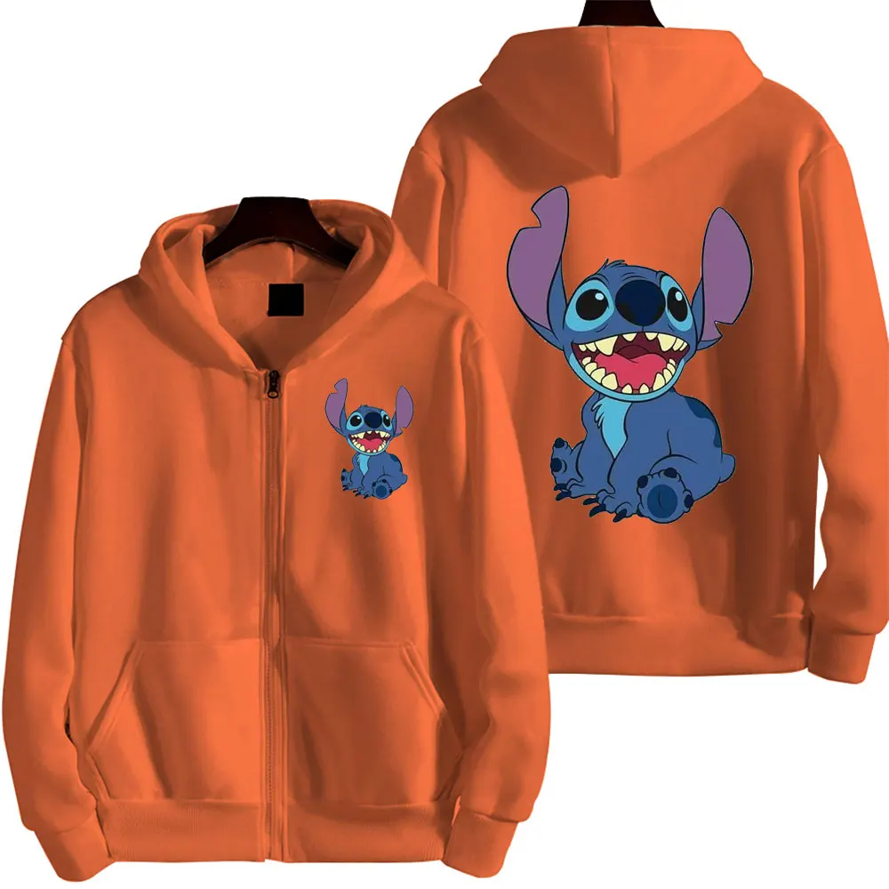 Lilo&Stitch Zipper Hoodie Printed Solid Color Oversized Clothing 2024 New Casual Best selling Hoodie