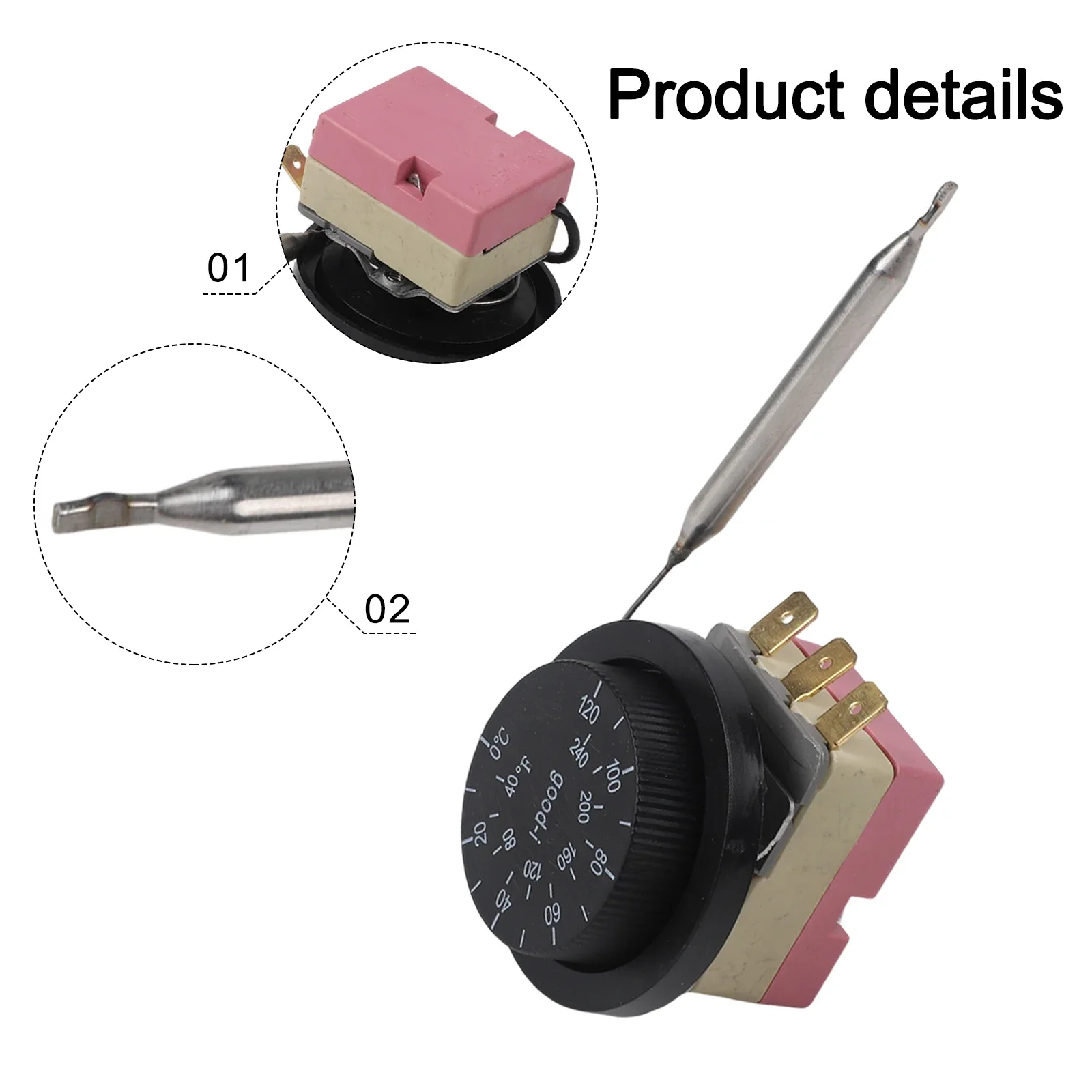 

1 шт., электрические вентиляторы, термостаты, переключатель радиаторов 0 ℃ ～120 ℃ Стальной датчик контроля температуры 250 В, силиконовый герметик, автомобильный аксессуар