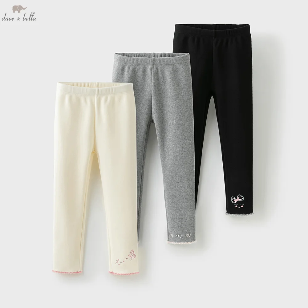 Dave Bella Children's Velvet Thicken Leggings Pants Autumn Winter Warm Girls Elastic Trouses Kids 7-13Years Leggings DK4254845