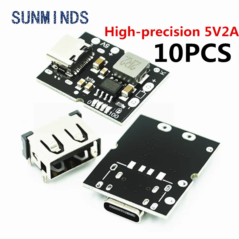 10pcs High-precision 5V2A charge-discharge integrated module Type-C input compatible with 4.2V lithium battery