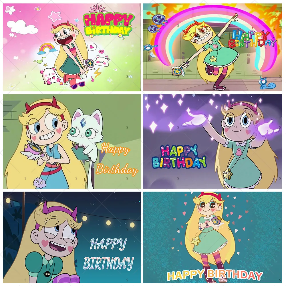 

Disney Star Butterfly‌ Princess Girl Birthday Party Background Decoration Supplies Baby Shower Banner Backdrop Photo Shoot Props