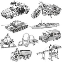 Sports car 3D Metal Puzzle Tank bout Engineering vehicle Roller Coaster model KITS Assemble Jigsaw Puzzle Gift Toys For Children