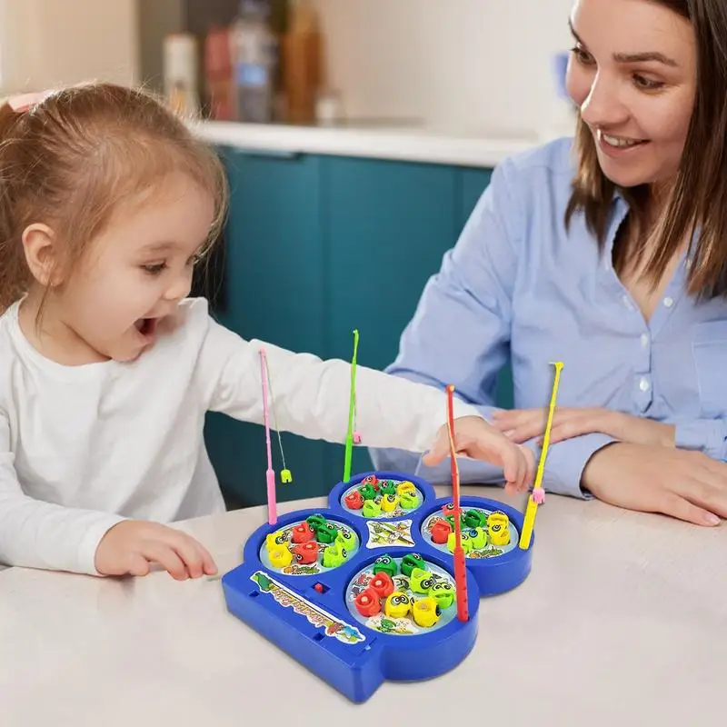 Set di giocattoli da pesca magnetici interazione genitore-figlio gioco di pesca magnetico educativo regali di compleanno per bambini 4 canne da pesca