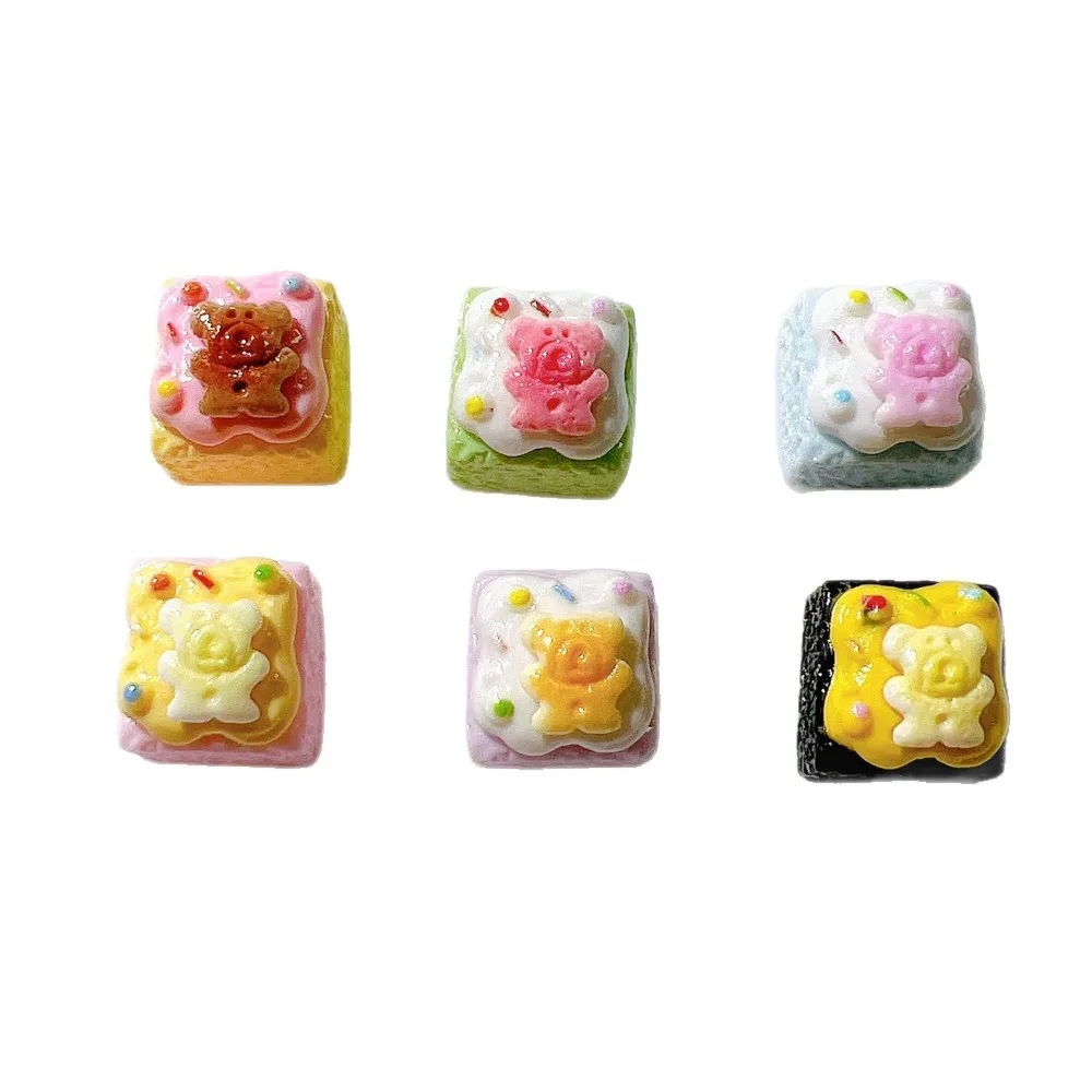 10pcs Cute Cartoon Kawaii Bear Cake Flat Back Resin DIY Scrapbooking Cabochons Decoration Accessories