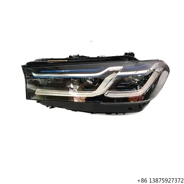 For 5 Series G30 Car Parts, Front Bumper LED Headlights, Black Version, White and Yellow Lights