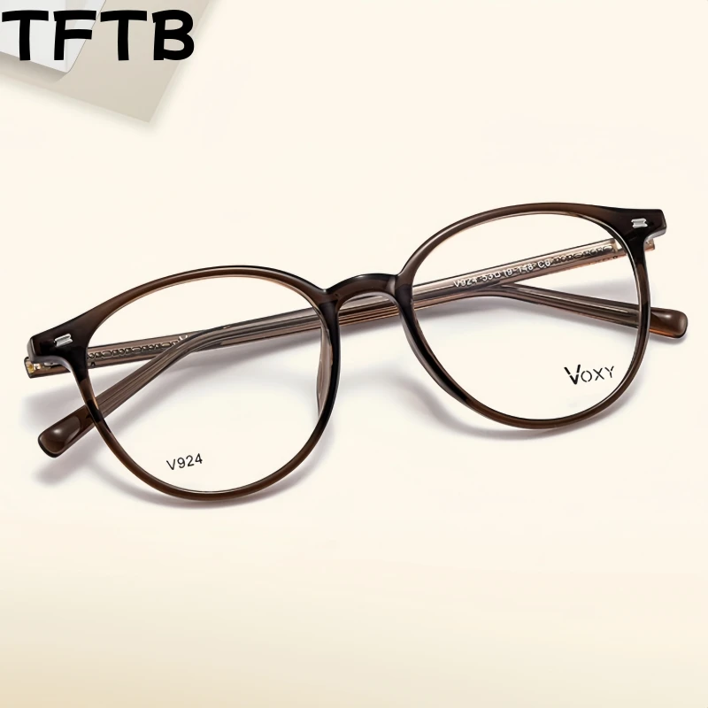 

TFTB New Big Size Retro Round Glasses Frame Men and Women Ultra-light High-quality Acetate Optical Prescription Eyeglasses V924