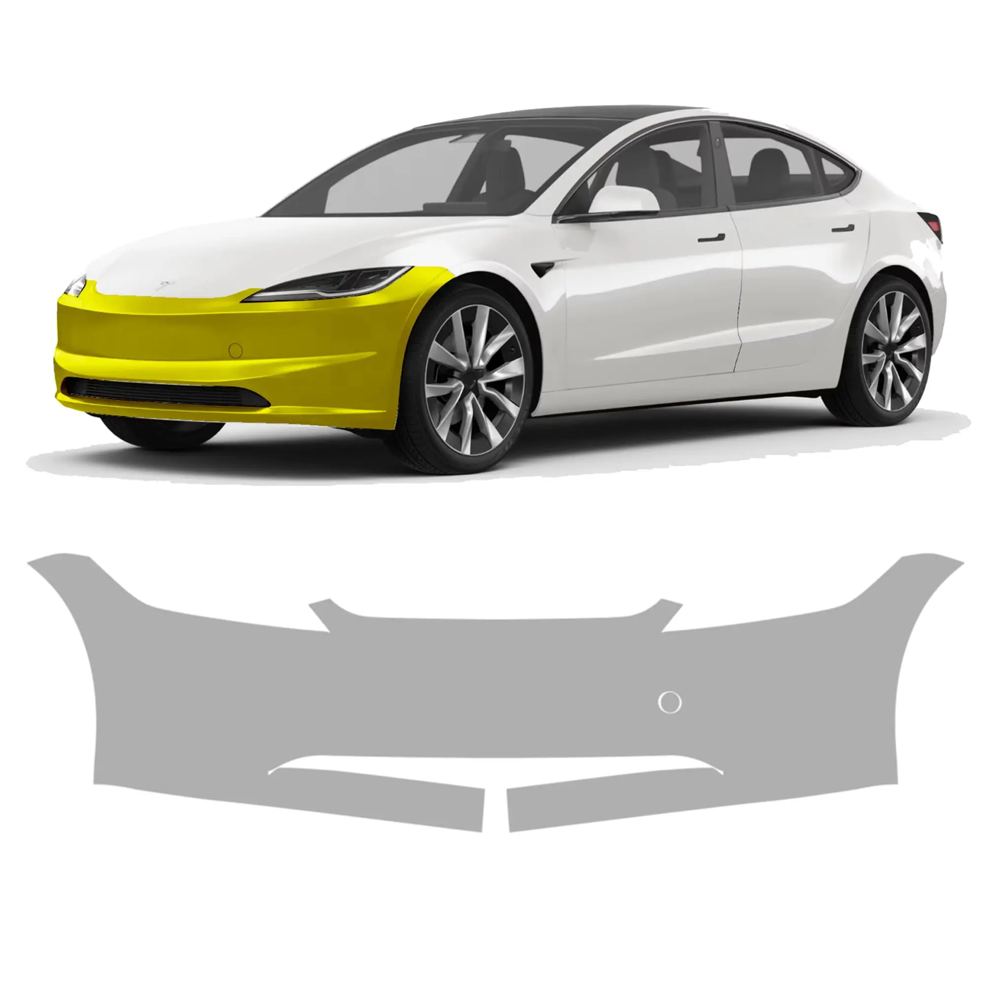 

For 2024-2025 Tesla Model 3 Front Bumper Precut Paint Protection Film Invisible Pre-cut PPF Self-Healing transparent bra