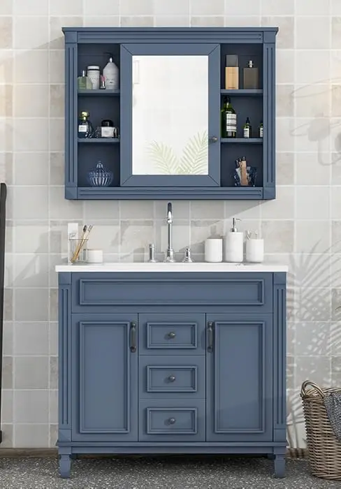 36 Inch Bathroom Vanity Cabinet with Matching Mirror Medicine Cabinet