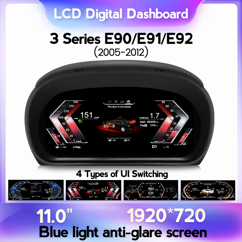 Mekede – tableau de bord numérique LCD de voiture de 11 pouces, pour BMW série 3 E90 E91 E92 E93 E94 2005 – 2012, groupe d'instruments de voiture, écran 1920x720