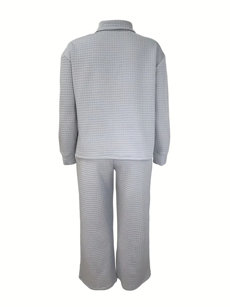 Wmstar broeksets groothandel plus size casual comfortabele losse tweedelige set rits top en broek bijpassende dropshopping