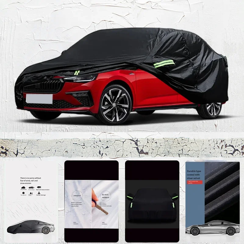 For Skoda Scala Anti-UV Sun Shade Rain Snow Resistant Black Cover Dustproof Car umbrella Full Car Cover Outdoor Protection