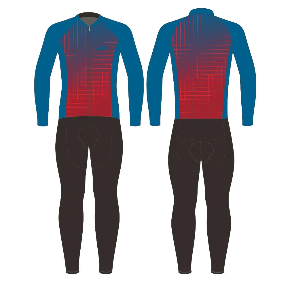 XAMA CYCLING Men's Long Sleeve Long Pants Skinsuit One-Piece Bicycle Uniform Uv Protection Speedsuit Equipación Ciclismo Hombre