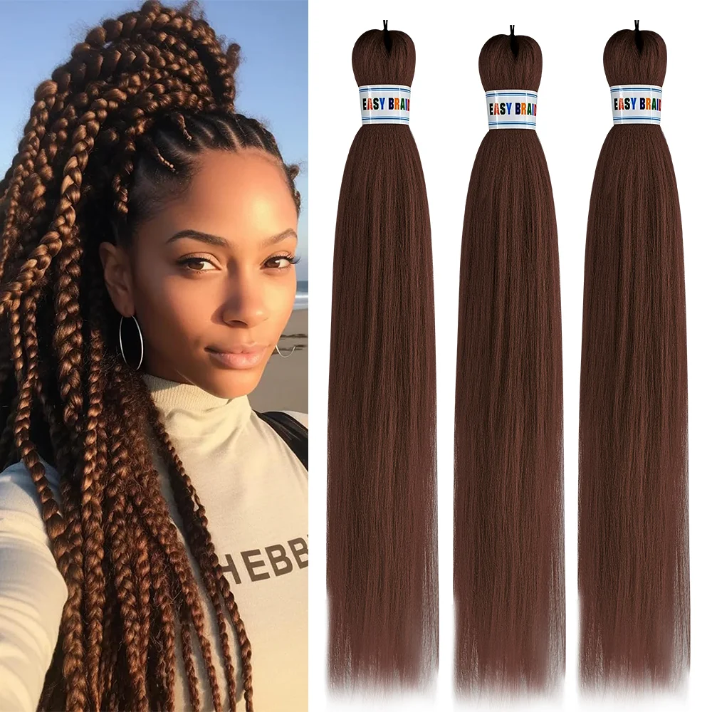 Easy Crochet Braids Ombre Hair Extensions Bundles Yaki Straight EZ Braiding Pre Stretched Synthetic Braid For African Women 26in