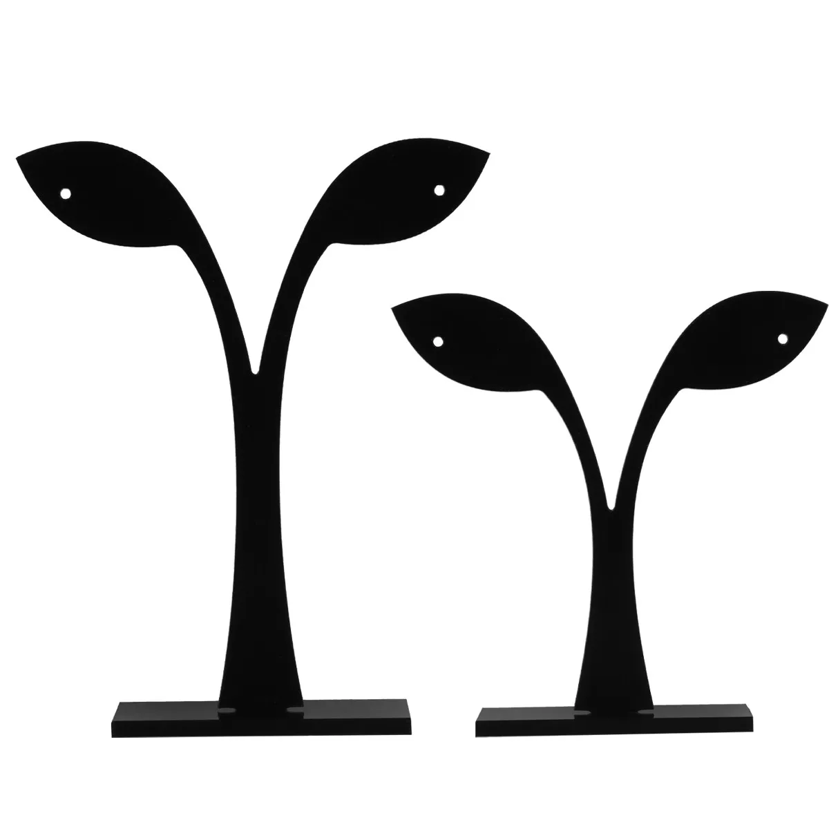 

6Pcs Leaf Acrylic Earrings Display Rack Organizer Jewelry Holder Stylish Disassemble Stand for Studs Black White