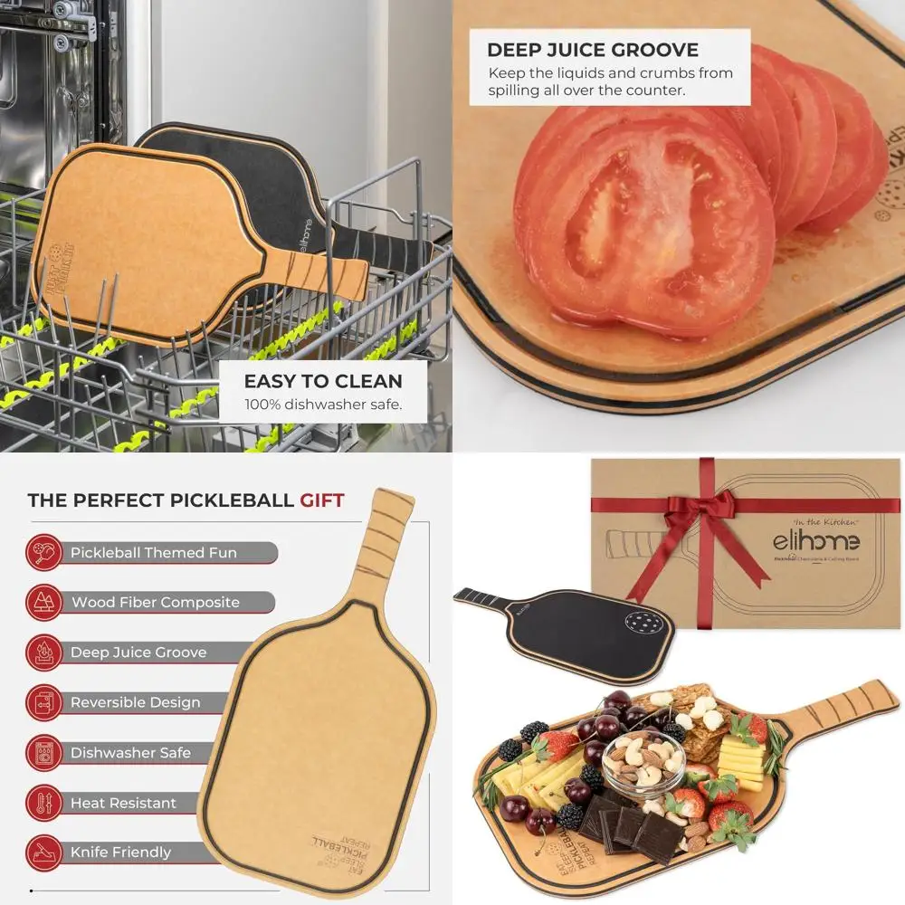 

Pickleball Paddles Set - Reversible Design, Dishwasher Safe, Fiber Wood, Juice Groove, Eat Sleep Pickleball Repeat