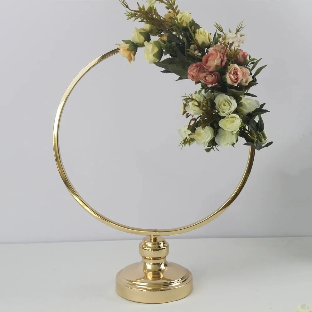 10PCS Round Ring Arch Wedding Table Centerpieces Metal Artificial Shelf Road Lead Floral Stand Backdrop Decoration