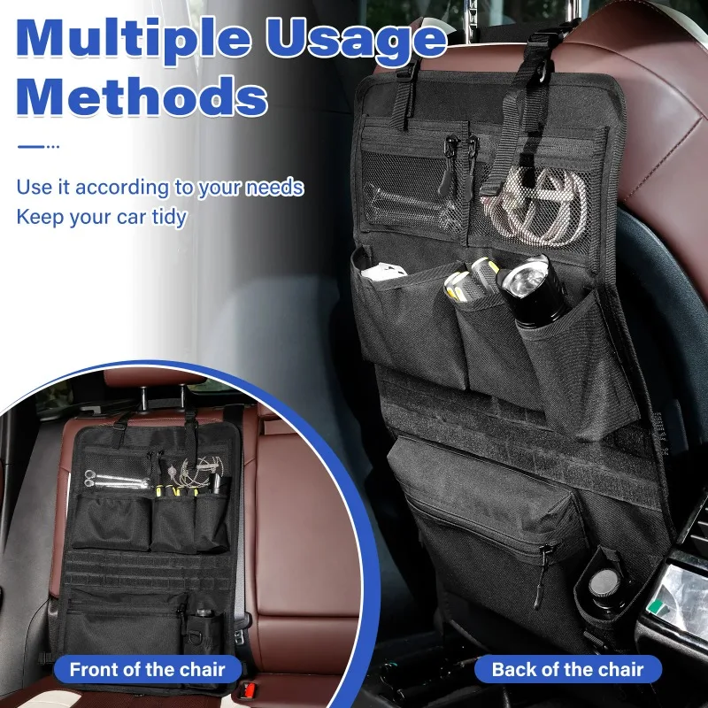

Adjustable shoulder strap mesh structure storage box, car seat backrest storage bag with multiple storage pockets