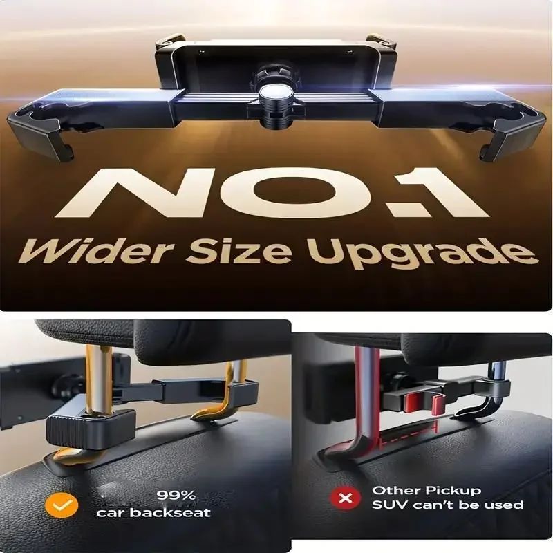 "360° Rotating Waterproof Car Headrest Phone/Tablet Mount: Universal 4.7-13"" Compatibility, Easy Installation, Secure Handlebar image 3