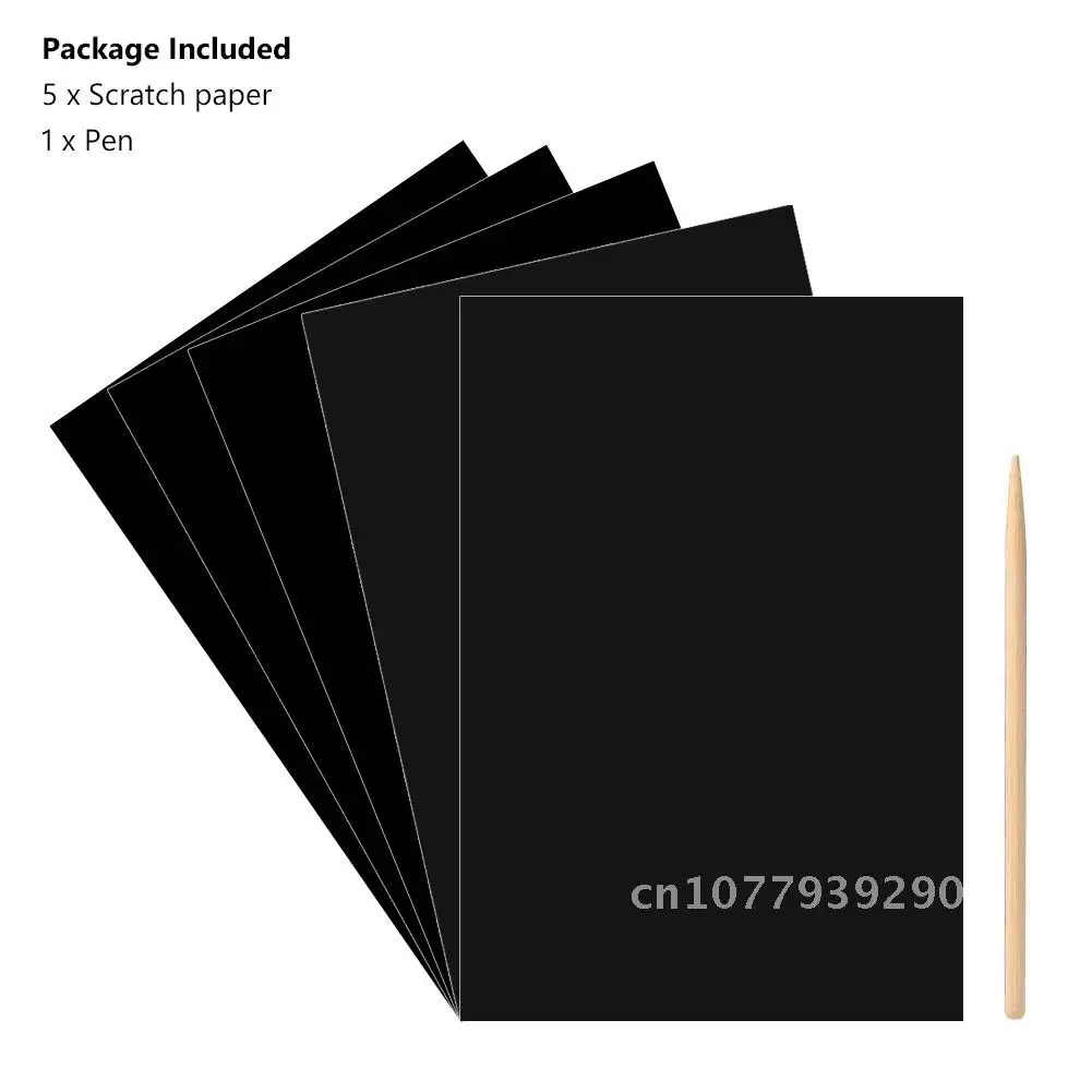 5Pcs 25.8x18cm Scratch Art Rainbow Scratch Paper Arts And Crafts For Kids Black Magic Scratch Art Notes Paper Boards