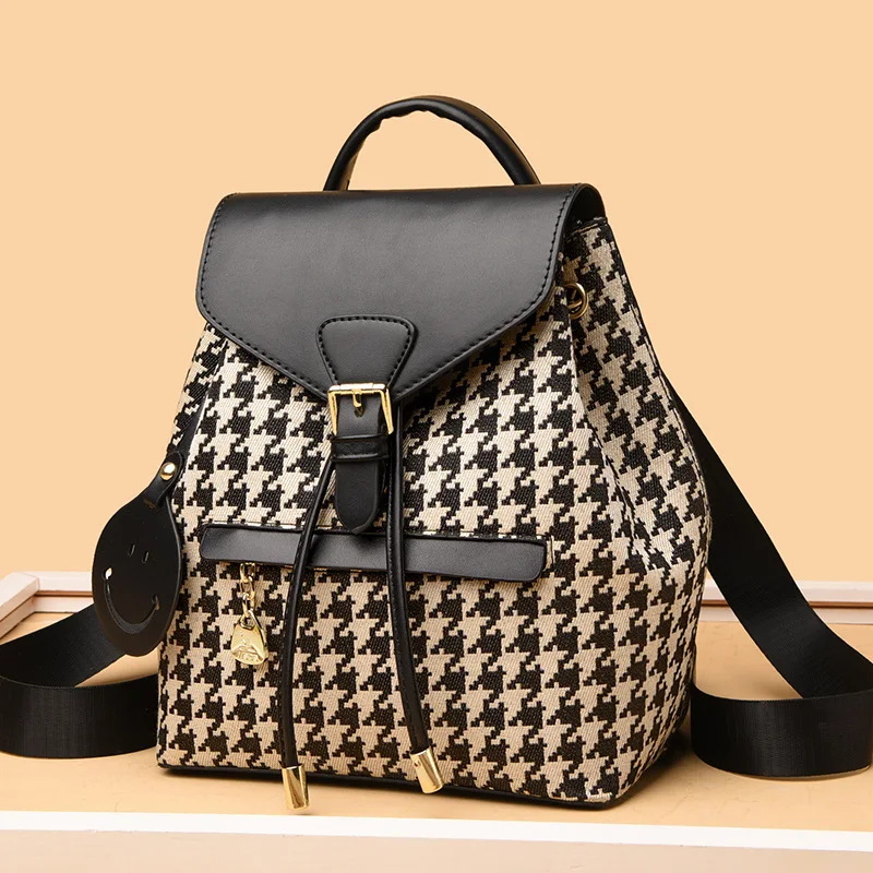 Imagem -06 - Mochila Escolar Houndstooth para Meninas Livro de Alta Qualidade para Mulheres Moda