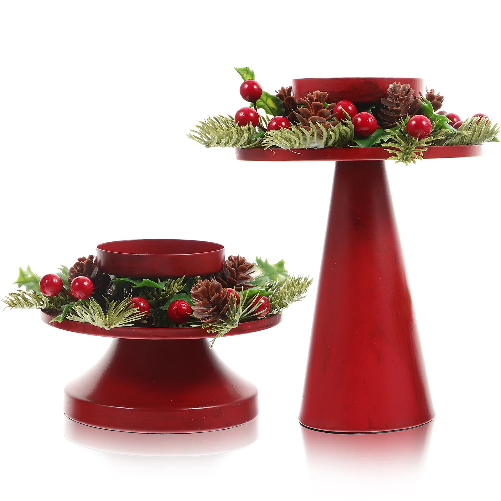 

2Pcs Retro Iron Holder Xmas Theme Tealight Stand for Christmas Decoration Festival Tabletop Ornament Gift Home Interior