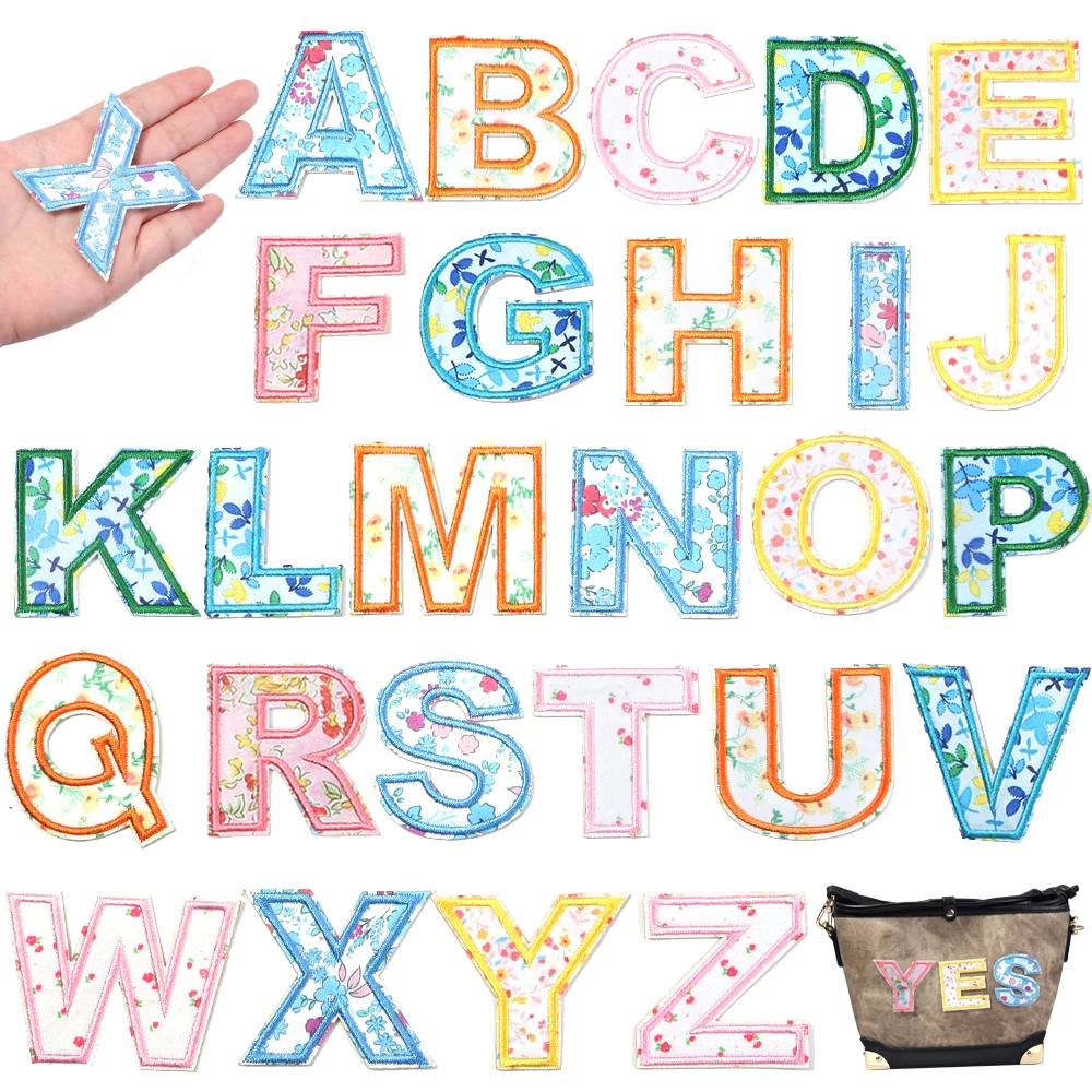 26 قطعة/الوحدة 5 سنتيمتر الأزهار A ~ Z الأبجدية التطريز بقع 26 رسائل شارة بقع باسم الملابس ملصقات الملابس والاكسسوارات #5