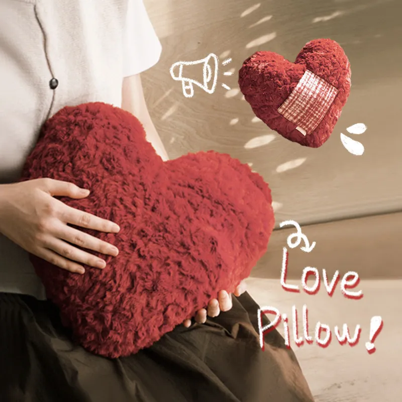 

Pillow thickened pp cotton pure color creative asymmetrical shape cute heart-shaped red festive atmosphere living room sofa back