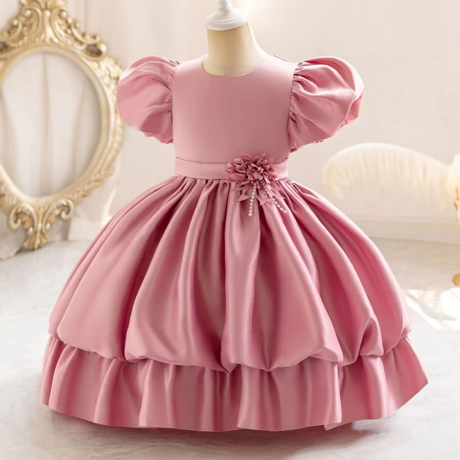 HETISO Princess Tutu Dress for Baby Girl Solid Color Christmas Wedding Party Pageant Birthday Ball Gown Ages 4-10