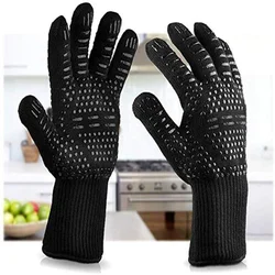 BBQ Gloves 1472°F Heat Resistant Fireproof Oven Mitts Long Silicone Mittens Grilling Gloves for Kitchen Smoker Barbecue Camping