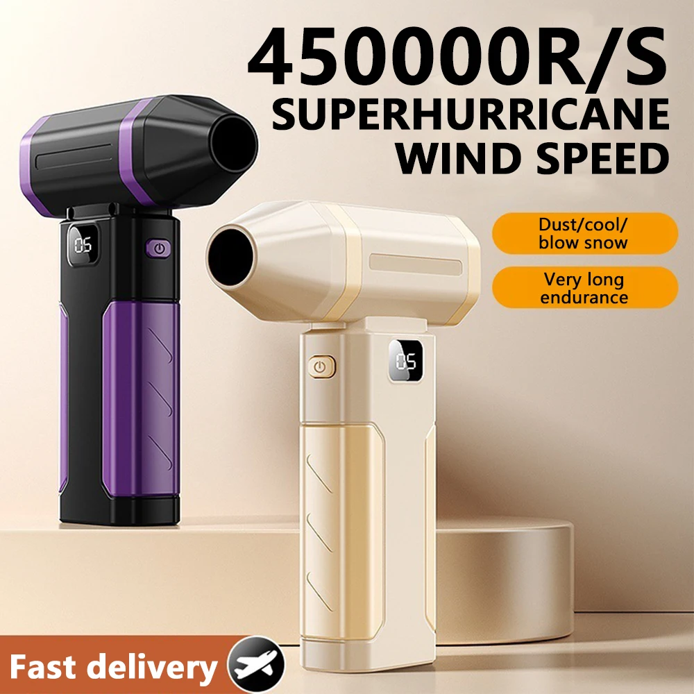 

Mini Turbo Jet Fan 450000RPM Violent Fan Powerful Air Blower Vacuum Dust Cleaner Type-C Charging Wind Speed 50m/s Electric Dryer