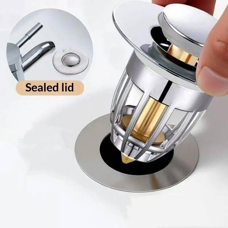 Universal Push Rebound Drain Stopper 1/2Pcs Silver Filter Hair Catcher For Bathroom Kitchen Bathtub Sink