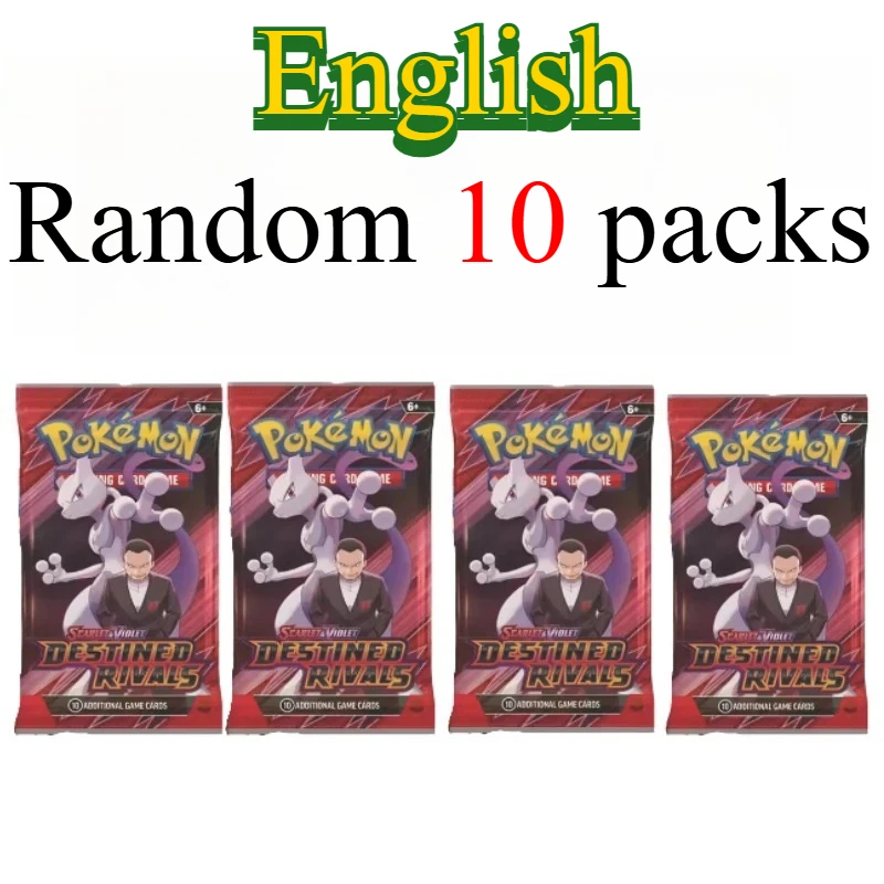 10 Pokémon-kaartpakketten, heldere sterren, 151 prismatische evoluties, PALDEAN FATES, Engelse versterking, gevechtstransactiekaartcadeau - afbeelding 1