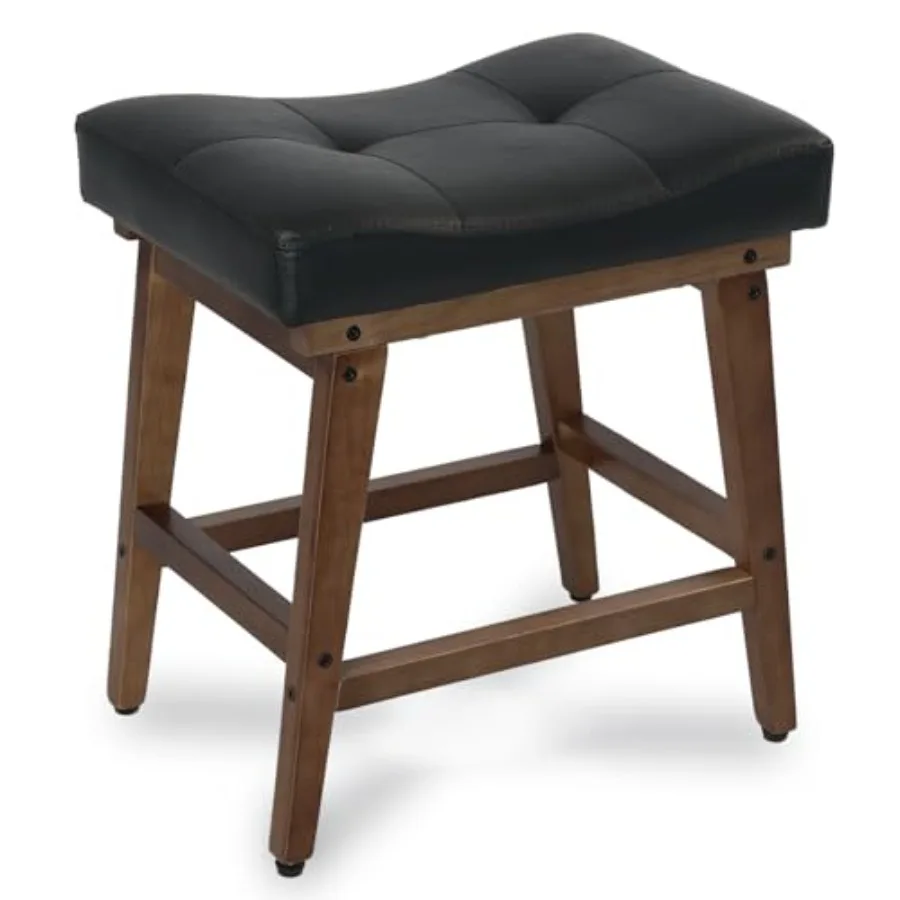 

Современный U-образный табурет-оттоманка с сиденьем-седлом и деревянными ножками, для макияжа, с подставкой для ног, из искусственной кожи, маленький