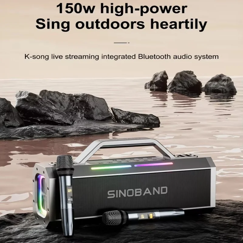XDOBO SINOBAND Alps 150W Portable Bluetooth Speaker with 2 Wireless Microphones with Lights Supports TF/AUX/TWS for Home Party