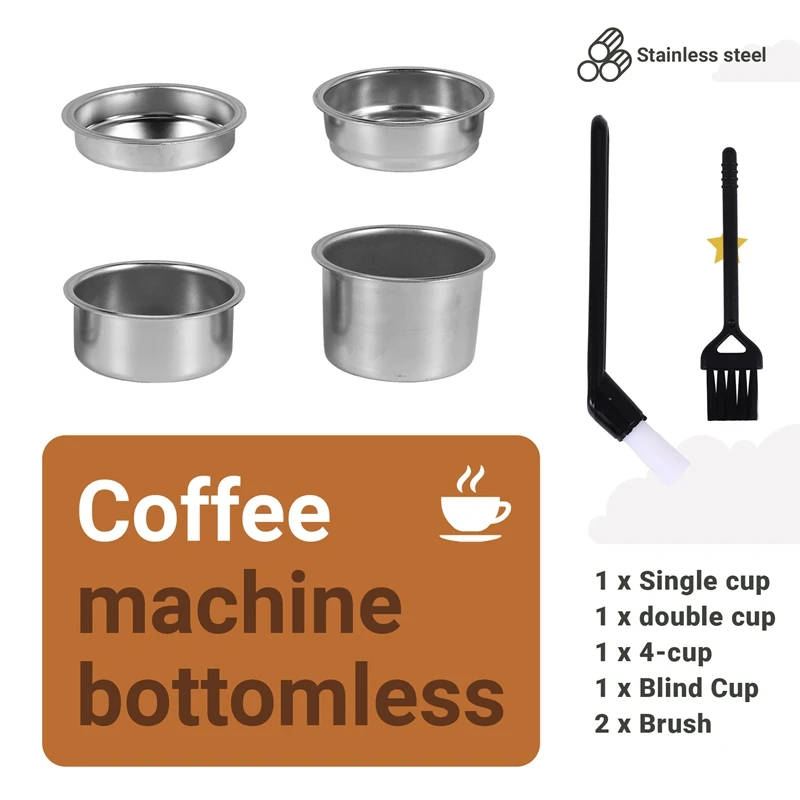 51mm Filter Basket 1/2/4 Cup for Espresso Bottomless Portafilter,Compatible with , 51mm Coffee Machine