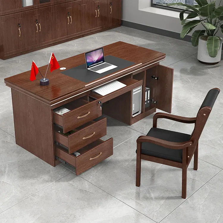 OEM high-end office furniture modern manager writing desk with wire box president boos executive table