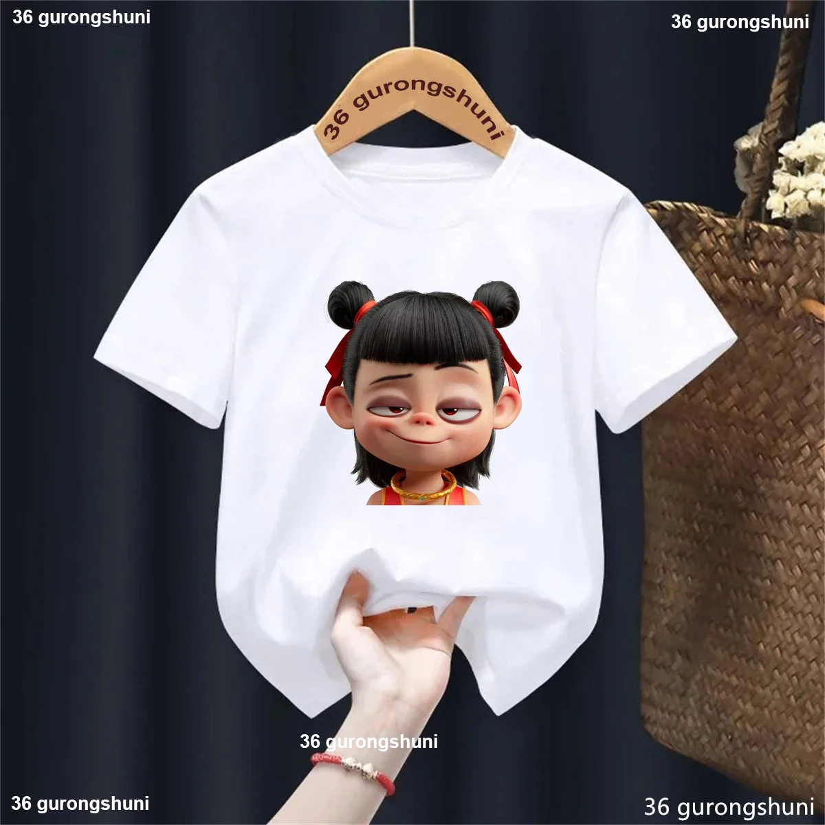 Funny Nezha The Devil Boy Conquers The Dragon King Cartoon Printed Tshirt Girls/Boys Kawaii Kids Clothes Harajuku Shirt Tops