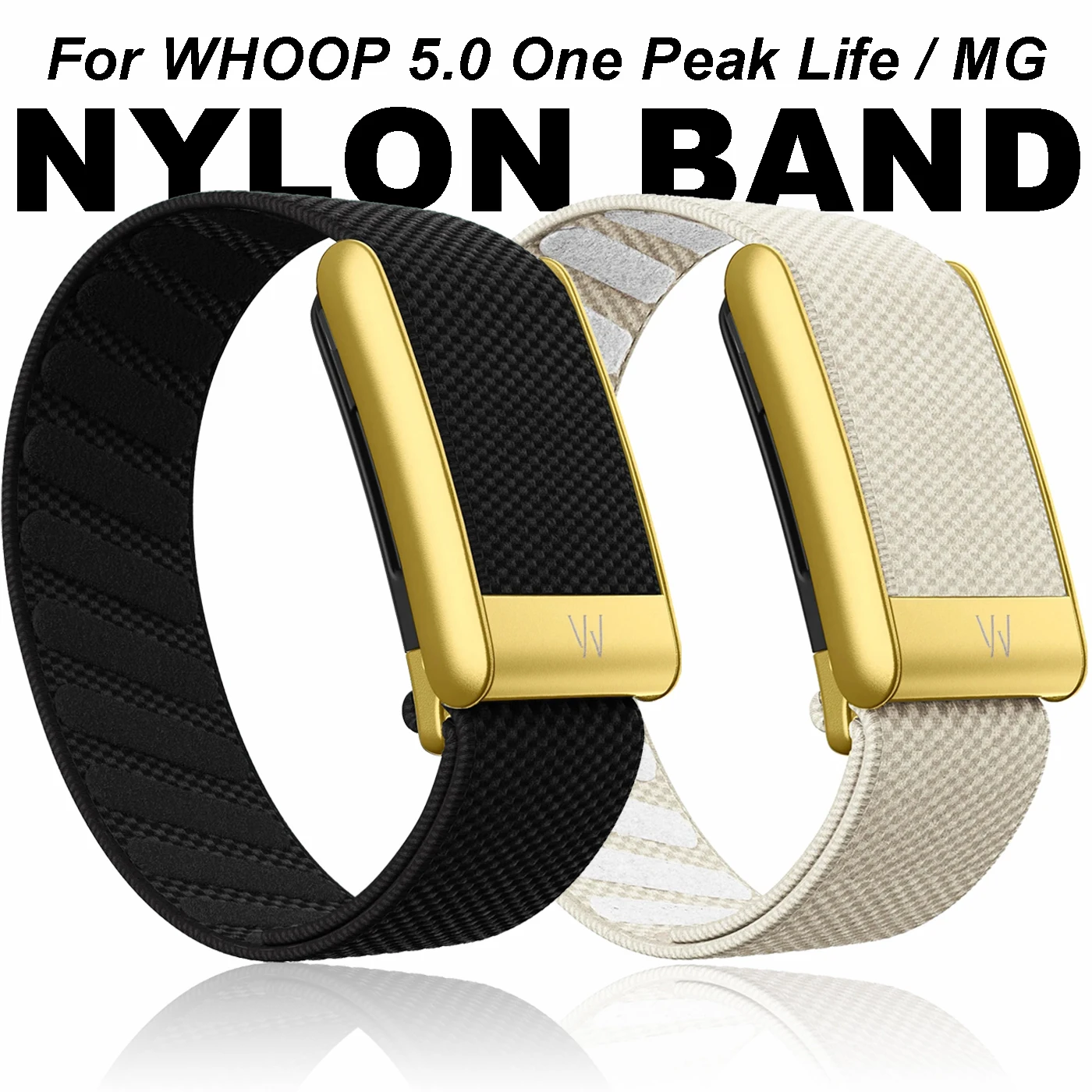 Suitable for Whoop 5.0 Wristband Strap, Nylon Woven Elastic Whoop Mg Sports Replacement Strap with Gold U-shaped Metal Frame